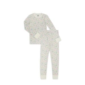 Athletic Works Girls Thermal Underwear Set Painted Floral XS 4-5 Girls Breathabl